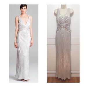 Silver Pleated Gown Laundry by Shelli Segal